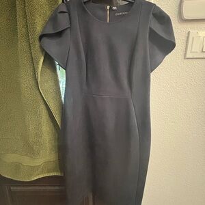 Calvin Klein Gray Puff Sleeve Sheath Dress
